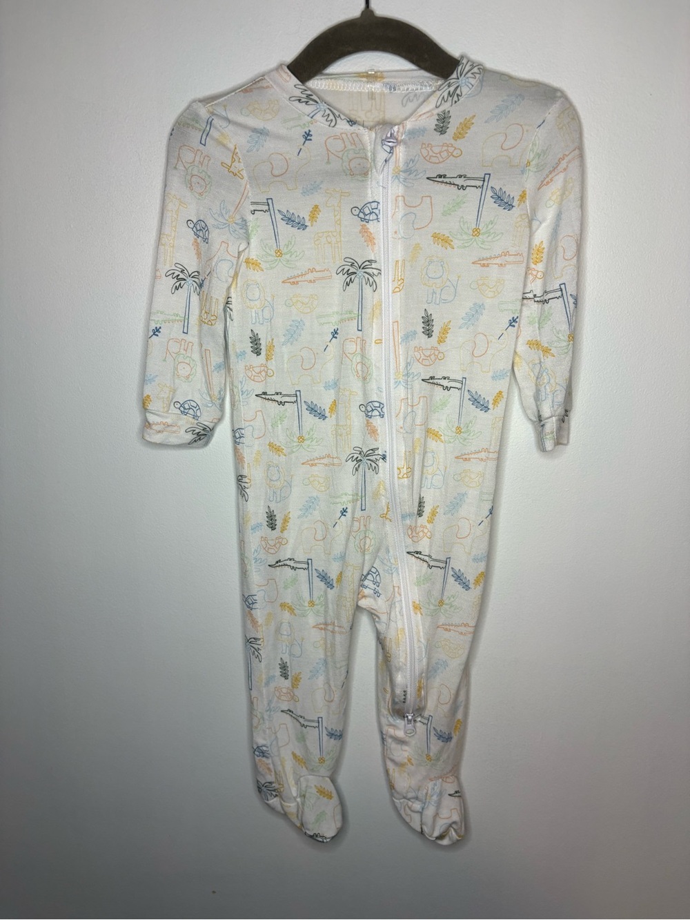 Milkberry Bamboo White Footed Baby One-Piece Pajamas with Pastel Print